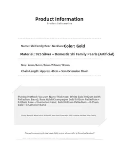 Technical specifications of the 925 silver pearl necklace with vacuum plating details