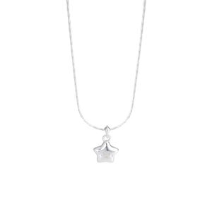 Sweet S925 silver necklace with lucky pentagram star pendant and smiling face design