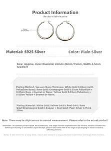 Detaillierte Größentabelle für S925 Sterling Silber Creolen mit Angaben zur Schichtdicke