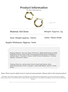 Dettagli orecchini a cerchio ondulati in argento S925 con altezza 16mm e peso 2g