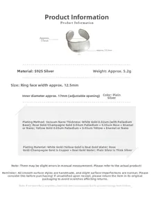 Detail showing S925 sterling silver ring with 12.5mm width and 5.2g weight specifications