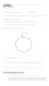 Détail du bracelet en argent sterling S925 avec breloque cœur et spécifications