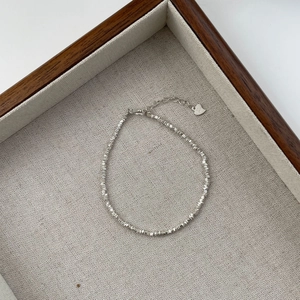 Bracelet à perles en argent sterling S925 avec breloque cœur et fermoir mousqueton