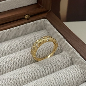 Vintage S925 Sterling Silver Wheat Ear Braided Open Ring For Women Elegant Zirconia Adjustable Finger Ring Jewelry