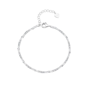 Bracelet minimaliste en argent sterling S925 avec maillons rectangulaires texturés