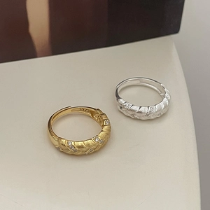French vintage S925 sterling silver wheat ear woven rings in gold and silver finish