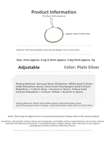 Detail of S925 sterling silver slider bracelet featuring cubic zirconia and adjustable buckle