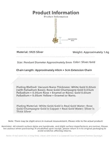 Détail du collier fleur en argent S925 avec pendentif de 8mm et chaîne ajustable de 45cm