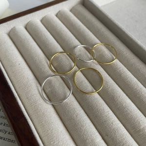 Set of five minimalist 1.2mm S925 sterling silver thin rings in gold and silver finish
