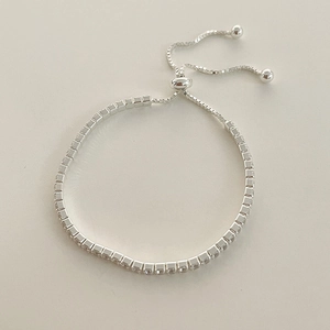 Sparkling S925 sterling silver tennis bracelet with cubic zirconia and adjustable bolo clasp