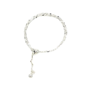 Sparkling S925 sterling silver adjustable chain ring with tassel and sliding ball closure