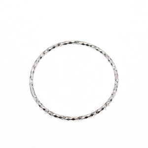 Polished S925 sterling silver ring with diamond-cut grid pattern for women