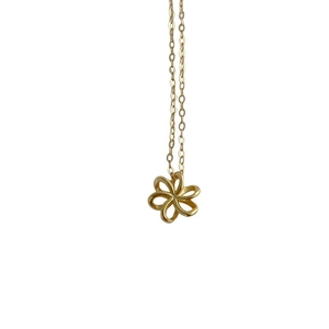 Collier minimaliste en argent S925 doré avec pendentif fleur évidée à six pétales