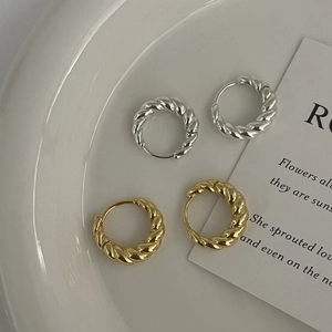Boucles d'oreilles créoles torsadées en argent S925, finitions dorée et argentée