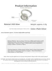 Vue macro de la bague rose en argent sterling S925 avec dimensions et anneau ajustable