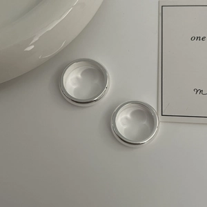 Minimalist polished S925 silver rings with smooth rounded dome profile on white background