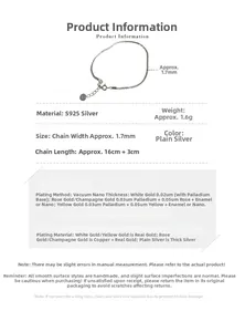 Detailed specs of S925 sterling silver chain with 1.7mm width and vacuum plating process