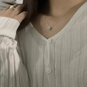 Elegant S925 sterling silver beaded necklace with grape cluster pendant on model