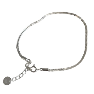 Minimalist S925 sterling silver sparkling chain bracelet with adjustable lobster clasp