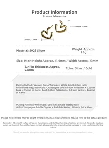 Detailed specs of S925 silver heart stud earrings with 11.6mm x 13mm dimensions