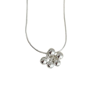 Minimalist S925 sterling silver ball cluster pendant necklace with snake chain for women