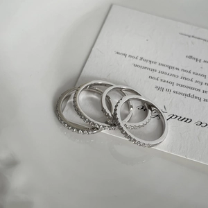 Minimalist 925 sterling silver stackable ring set with sparkling zirconia accents