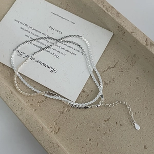 Detail der doppellagigen S925 Sterlingsilber Kordelkette mit verstellbarem Verschluss