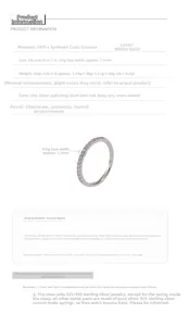 Detailed spec sheet of S925 silver ring with cubic zirconia stones and 1.7mm band width