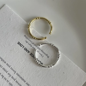 Minimalist S925 sterling silver bamboo joint open rings in gold and silver mirror polish