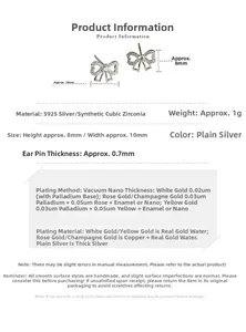 Spécifications détaillées de taille pour les boucles d'oreilles nœud en argent