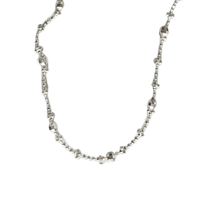 Minimalist S925 sterling silver beaded necklace with faceted olive beads and tiny round balls