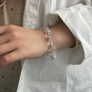 Bracelet minimaliste en argent sterling S925 avec perles irrégulières en cristal blanc