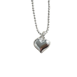 Collier minimaliste en argent sterling S925 avec pendentif cœur et chaîne à billes