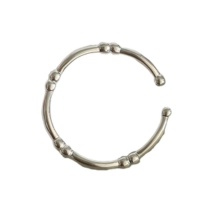 Minimalist S925 sterling silver bamboo joint open ring with adjustable band for women