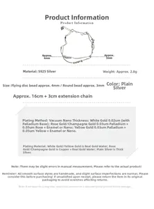 Détails du bracelet double couche en argent S925 avec perles soucoupe et ses dimensions