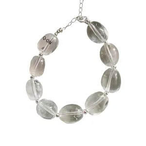 Élégant bracelet en argent S925 avec cristaux ovales clairs et fermoir mousqueton