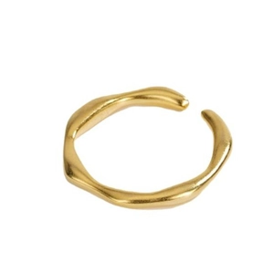 Bague élégante en argent sterling S925 doré avec motif ondulé et finition mate
