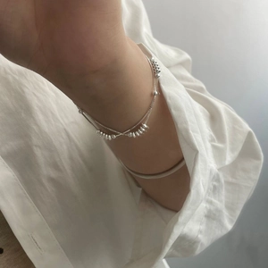 Bracelet double rang en argent sterling S925 avec perles délicates pour femmes