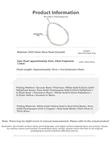 Detail view showing S925 silver beads and 3mm pearls on an adjustable chain bracelet