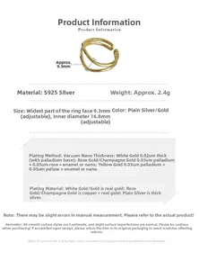 Macro detail showing S925 silver double layer ring dimensions and gold plating texture