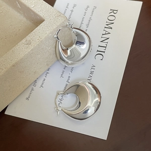Boucles d'Oreilles Créoles Chunky Teardrop en Argent Sterling 925 Minimalistes pour Femmes Bijoux Polis Miroir
