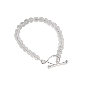 Elegant S925 sterling silver infinity white crystal beaded bracelet with OT clasp toggle