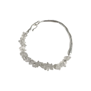925 silver bracelet featuring white crystal stones and irregular organic metal design