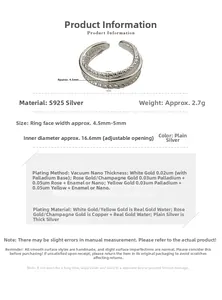 Detail view showing S925 sterling silver triple-layer twisted ring with size specifications