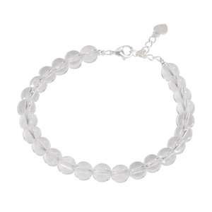 Elegant S925 sterling silver beaded bracelet featuring clear crystals and a heart pendant