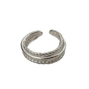 Minimalist S925 sterling silver multi-layer braided twist open ring and ear cuff