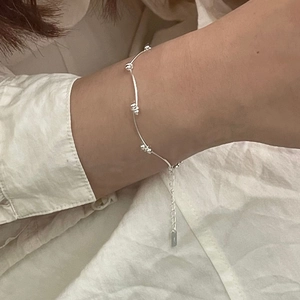 Bracelet perles en argent sterling 925 minimaliste avec chaîne d'extension ajustable