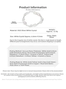 Detail view of S925 sterling silver beaded bracelet with natural white crystal stones