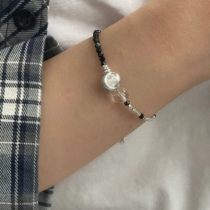Bracelet élégant en argent sterling S925 avec œil de chat et cristaux blancs