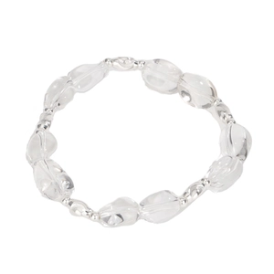 Minimalist S925 sterling silver beaded bracelet with faceted clear white crystals
